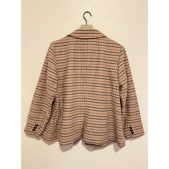 Talbots Classic Shetland Wool Blazer 2 Button in Pink Plaid Size Plus 16W - Picture 4 of 10